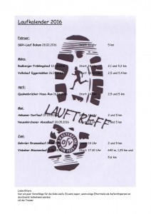 Lauftreff Kalender Kids 2016
